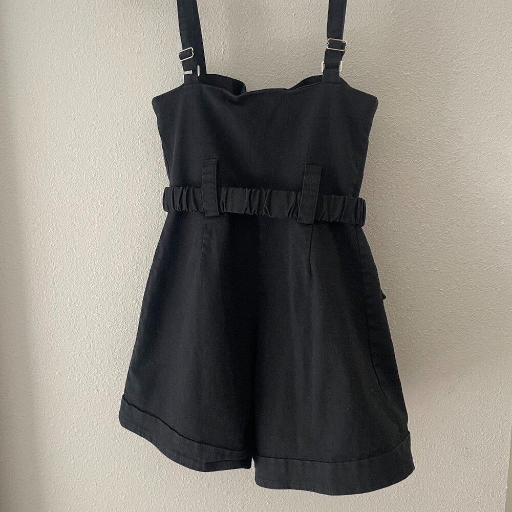Beginning Boutique Black Utility Cargo Romper - Picture 3 of 12